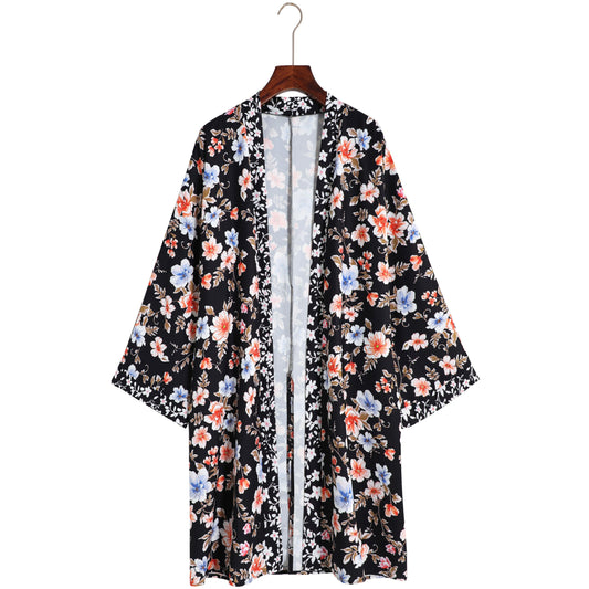 Mid Length Kimono/Coverup -Black