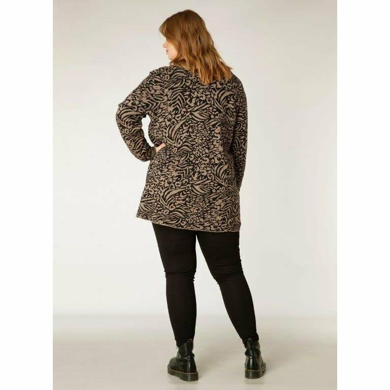 Open Cardigan with "Jacquard" Design - Plus