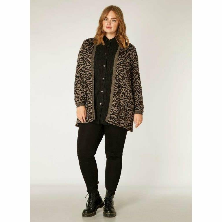 Open Cardigan with "Jacquard" Design - Plus