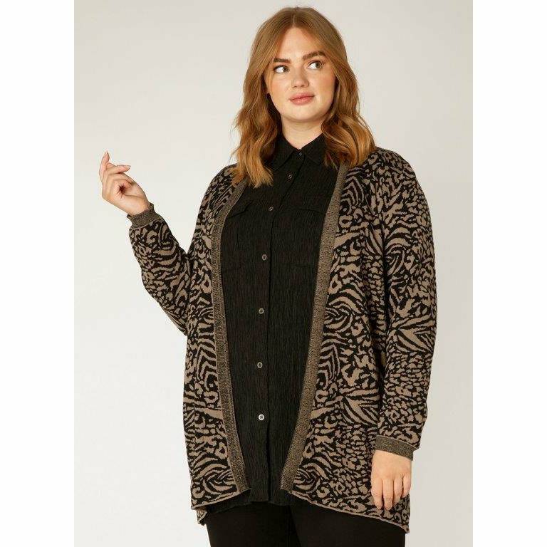 Open Cardigan with "Jacquard" Design - Plus