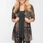 Sheer Cardigan - Brown Print- Print 735