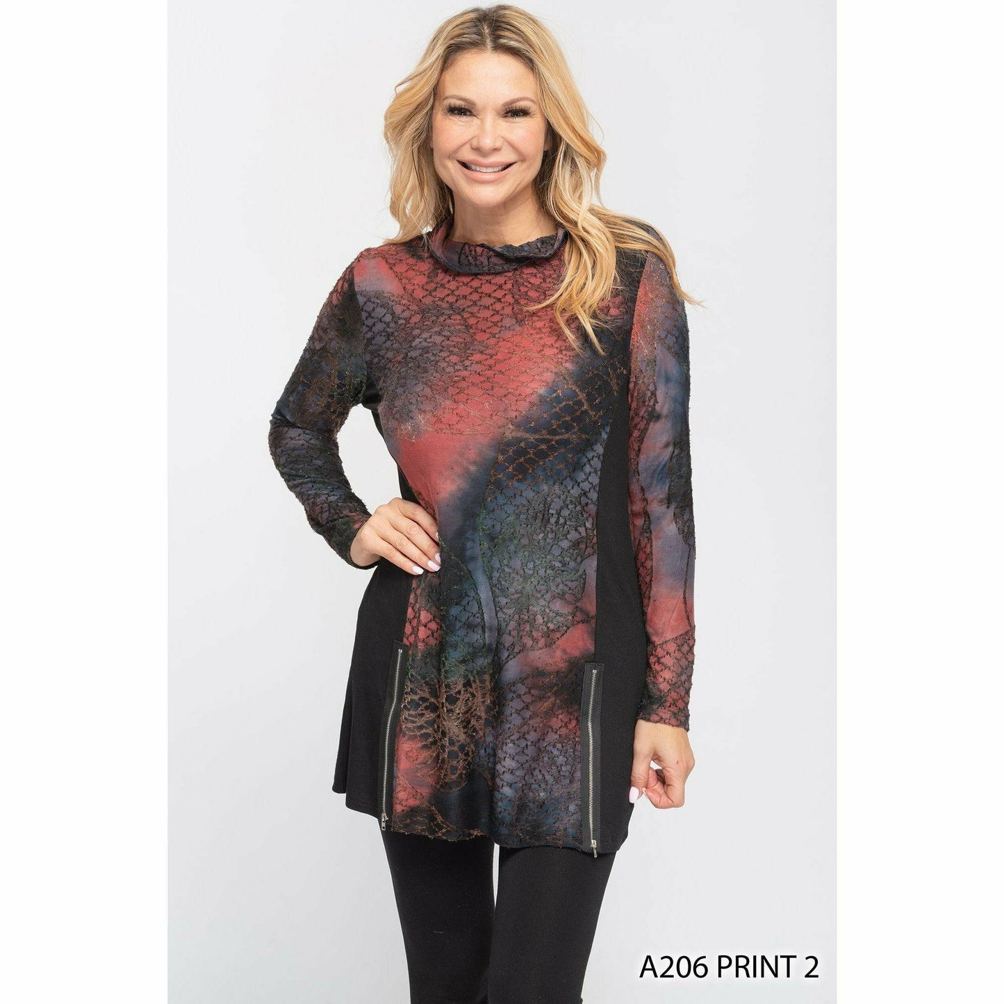 Tunic - Mixed Media - Black/Red