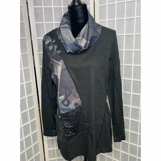 Button Detail Cowl Neck Top