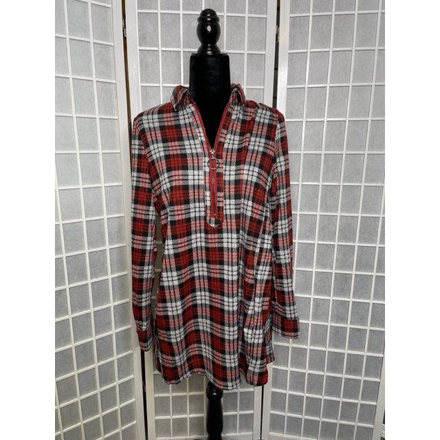 1/2 Zip Plaid Tunic