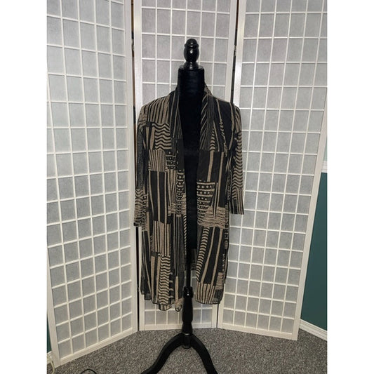 Sheer Cardigan -Brown/Black Stripes Print B34