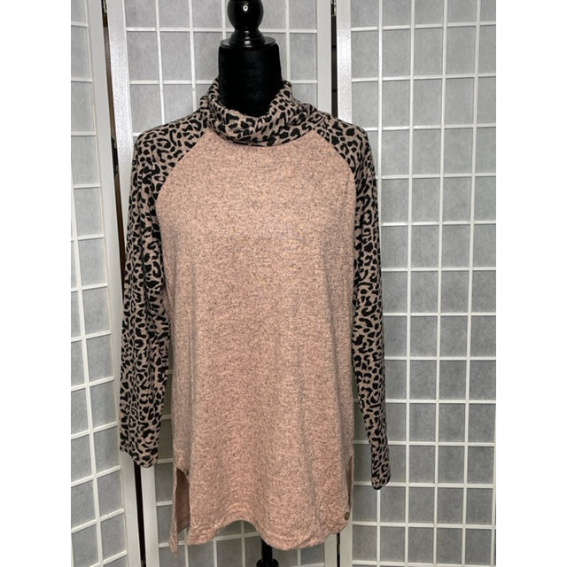 Animal Print Cowl Neck Tunic