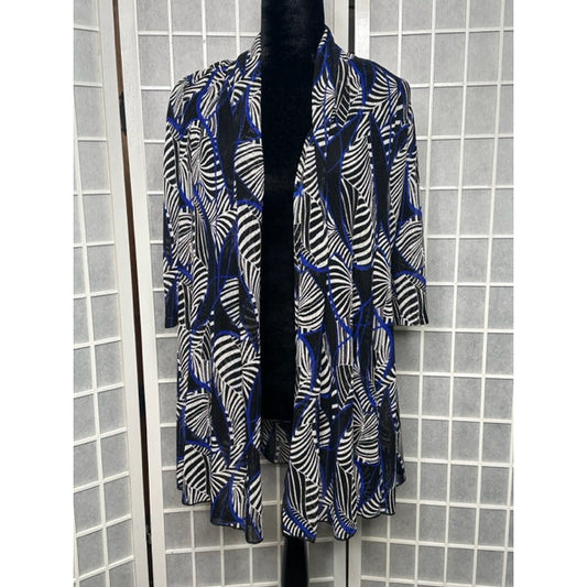 Sheer Cardigan -  Royal Blue/Black/White Print 439