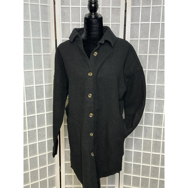 Ladies Long Shirt Style Shacket Solid Color Shacket