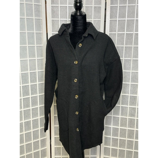 Ladies Long Shirt Style Shacket Solid Color Shacket