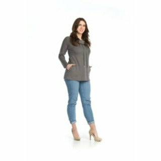 Waffle Knit Cowl Neck Tunic