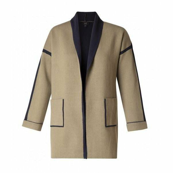 Coatigan- Veletina Washed Khaki Coatigan - Plus