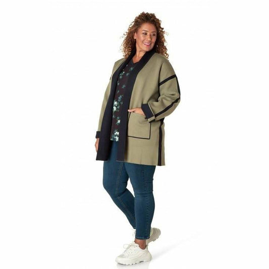 Coatigan- Veletina Washed Khaki Coatigan - Plus