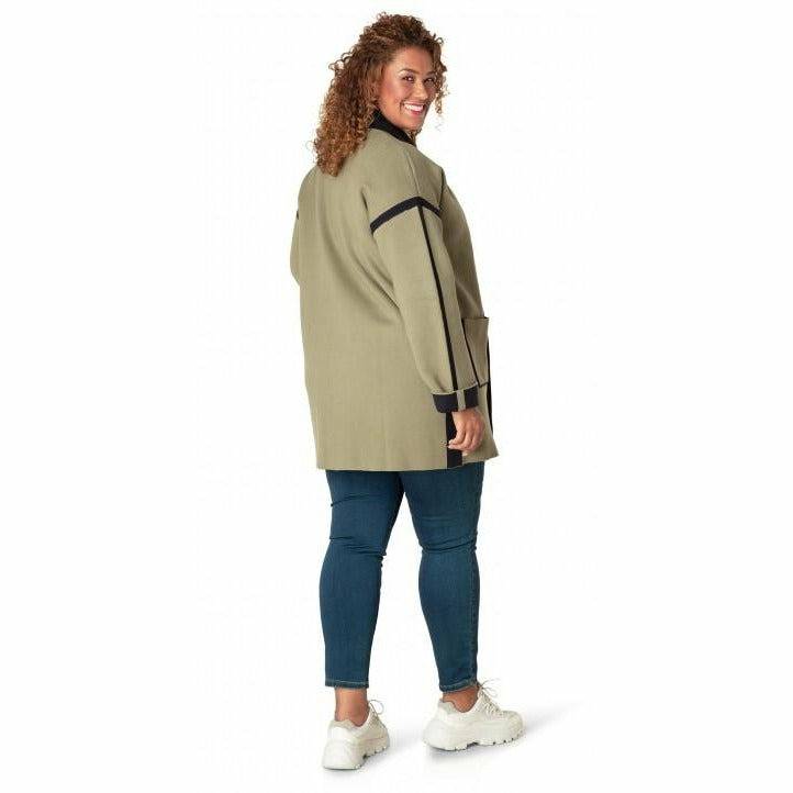 Coatigan- Veletina Washed Khaki Coatigan - Plus