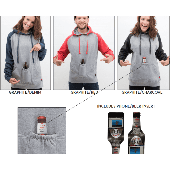 Hoody - Two Tone Beer/Phone Pouch -Plain