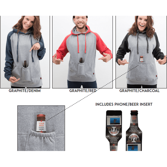 Hoody - Two Tone Beer/Phone Pouch -Plain