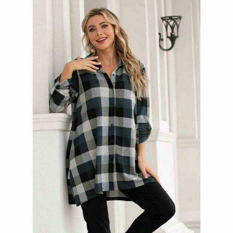 Plaid Button Shirt Regular and Plus Size