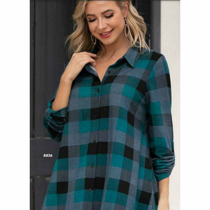 Plaid Button Shirt Regular and Plus Size
