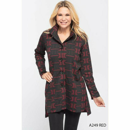 Pattern Collared Coat