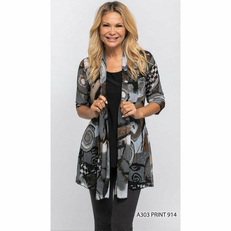 Sheer Cardigan - Browns/Grey/Black