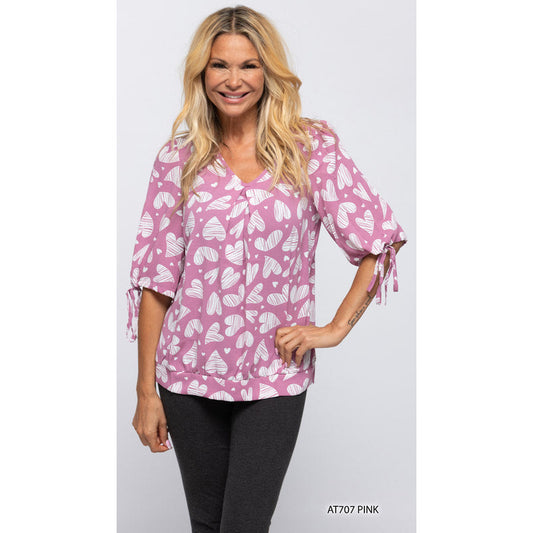 Heart Top with Tie Sleeve