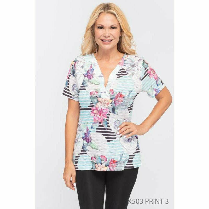 Digital Print V Neck Tee