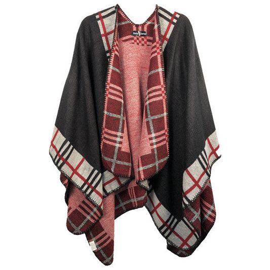 One Size Reversible Open Front Poncho Cape - 4 styles