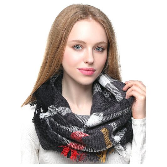 Plaid Infinity Loop Scarf - Various