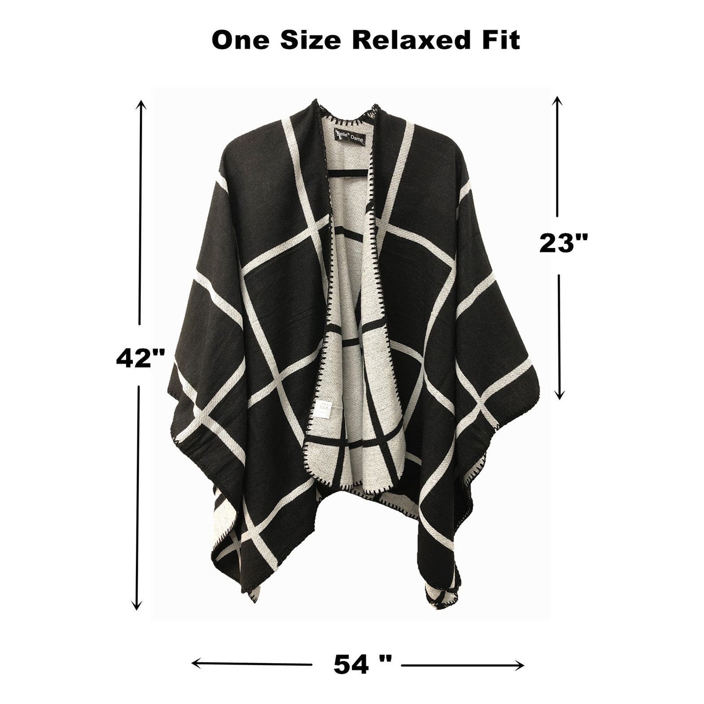 One Size Reversible Open Front Poncho Cape - 4 styles