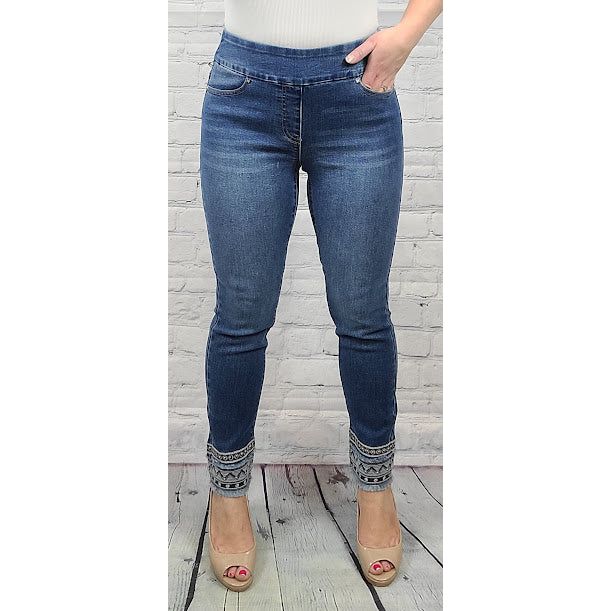 Pull Up Stretch Ankle  Jean -Medium Blue