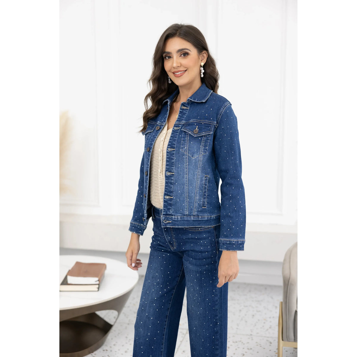 Dark Wash Diamond Denim Jacket