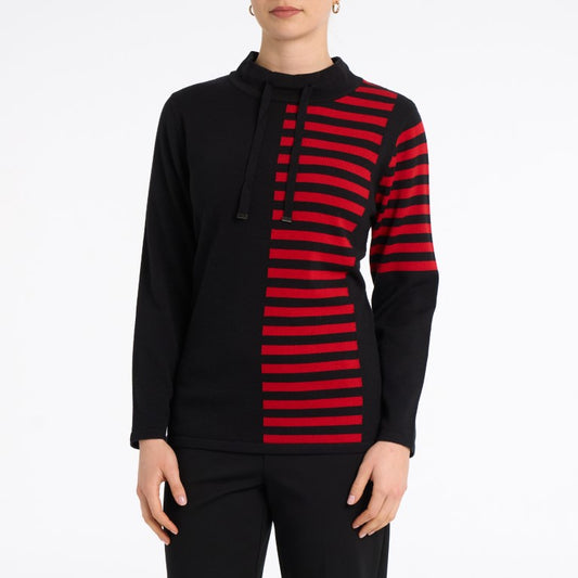 Small Cowl Neck Striped Pullover