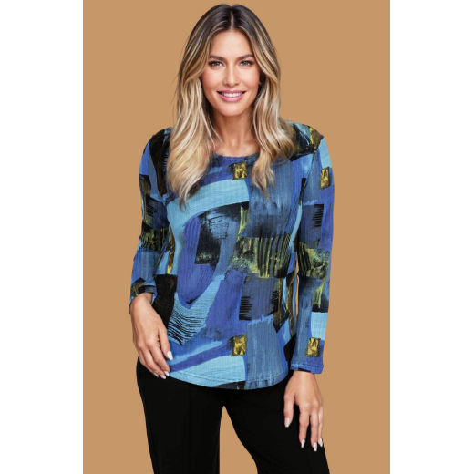 Boat Neck Print Top