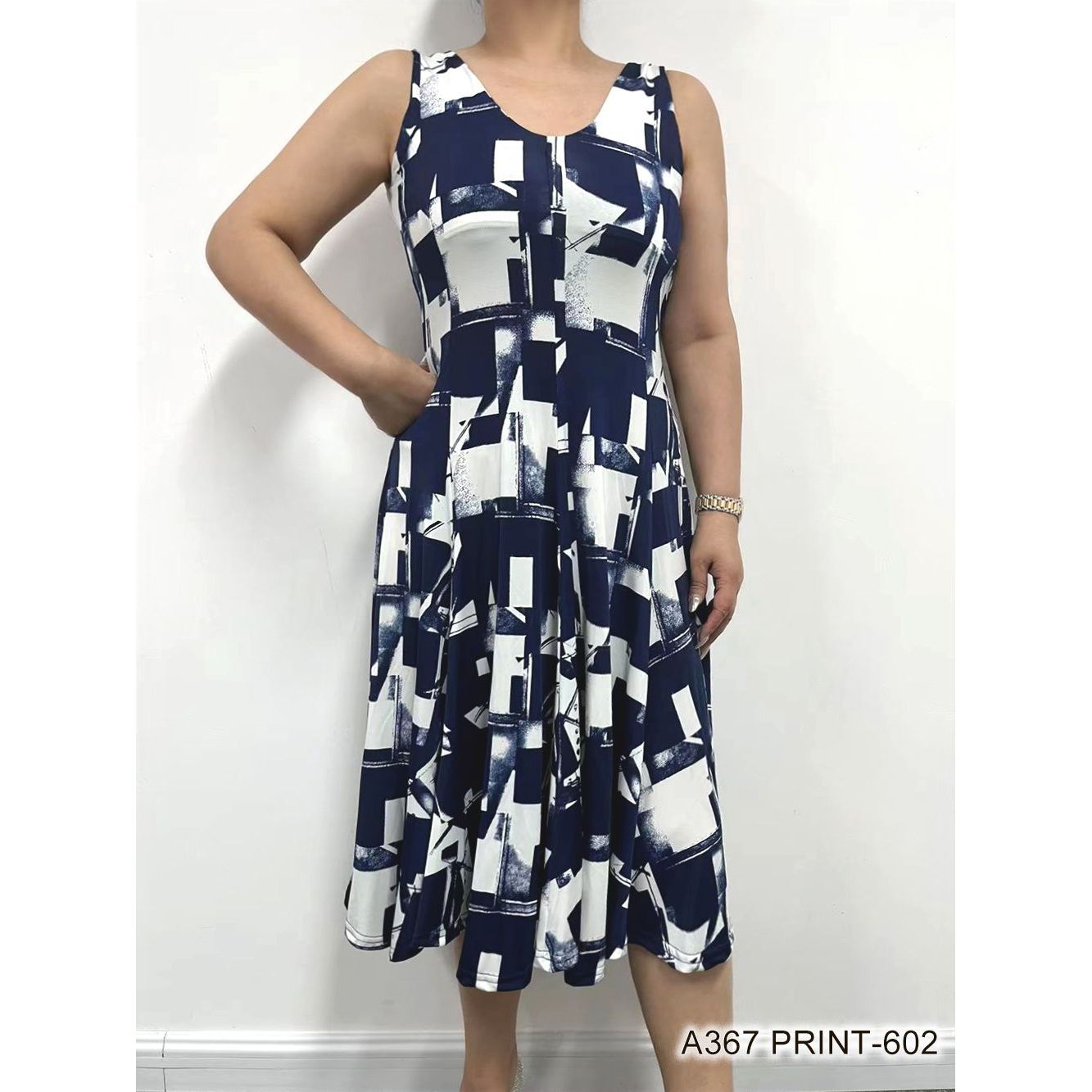Printed Dress with Pleats Top Seller