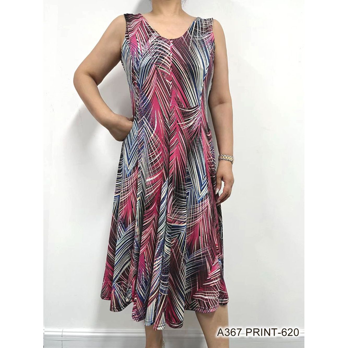 Printed Dress with Pleats Top Seller