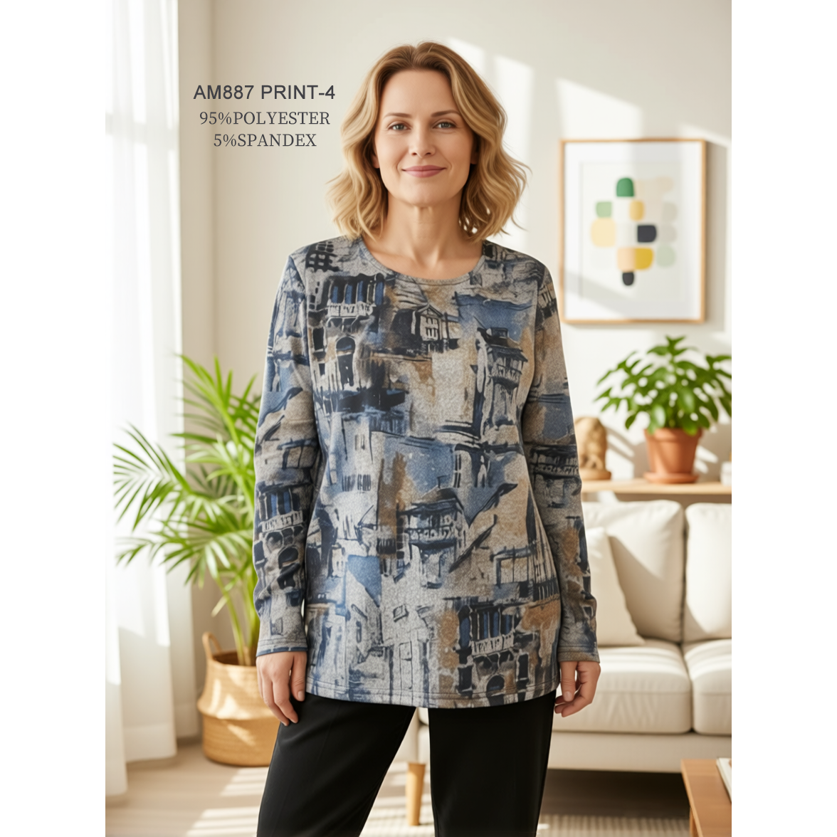 Long Sleeves Patterned Tops