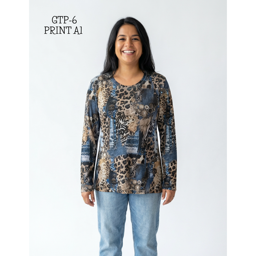 Traditional Long Sleeve Top - Print A1