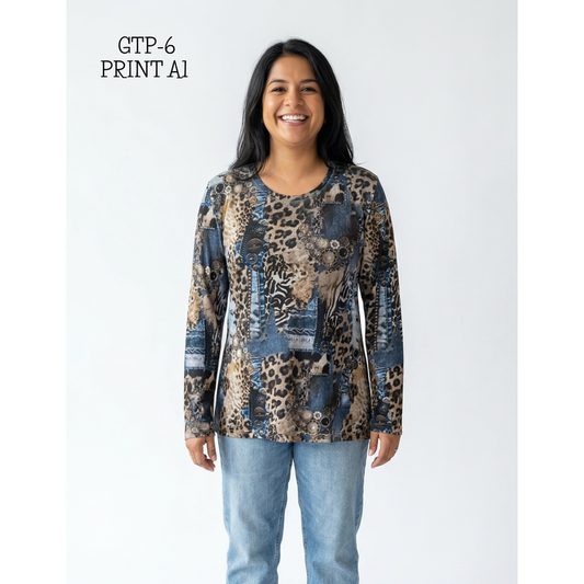 Traditional Long Sleeve Top - Print A1