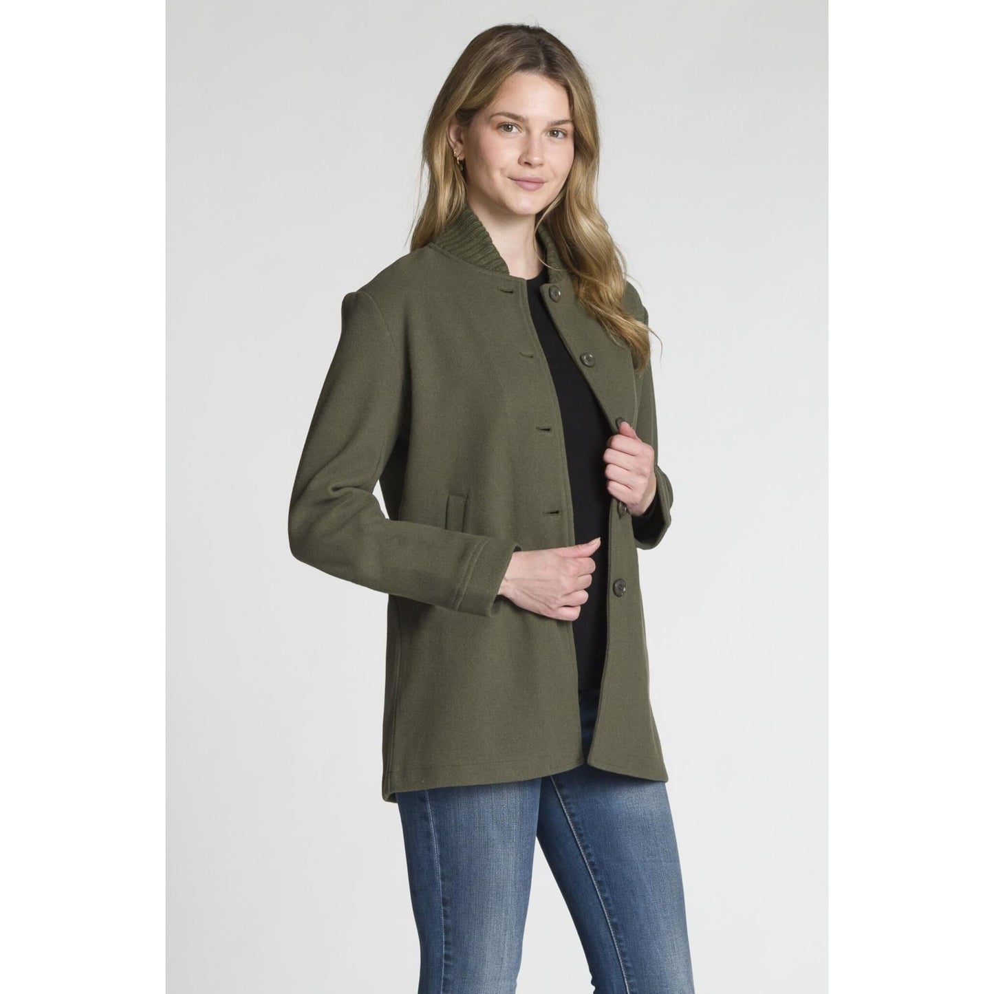 Long Sleeve Button Front Jacket with Pockets