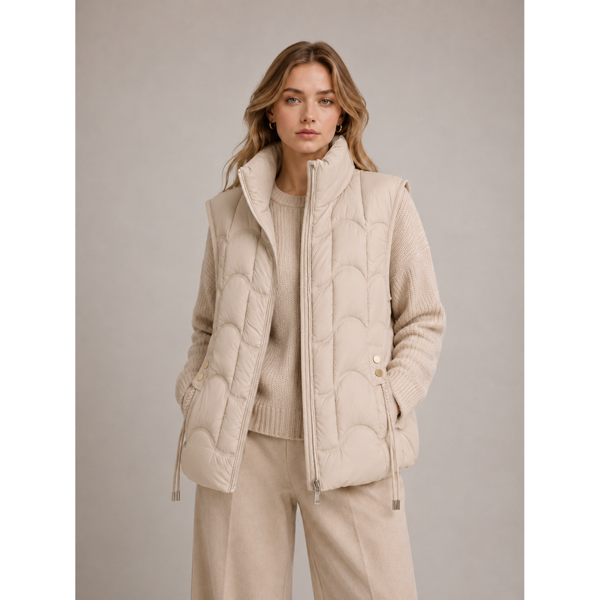 Short Puffer Fall Vest in Beige or Black