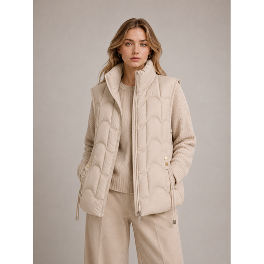 Short Puffer Fall Vest in Beige or Black