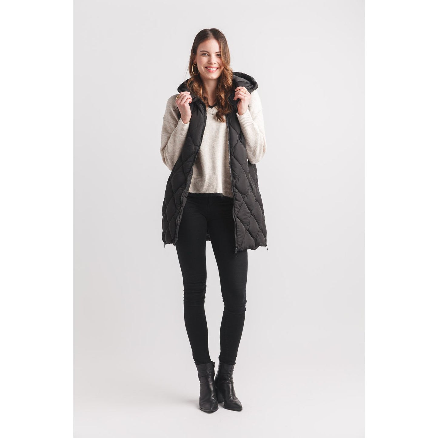 Puffer Hooded Vest with Side Zip