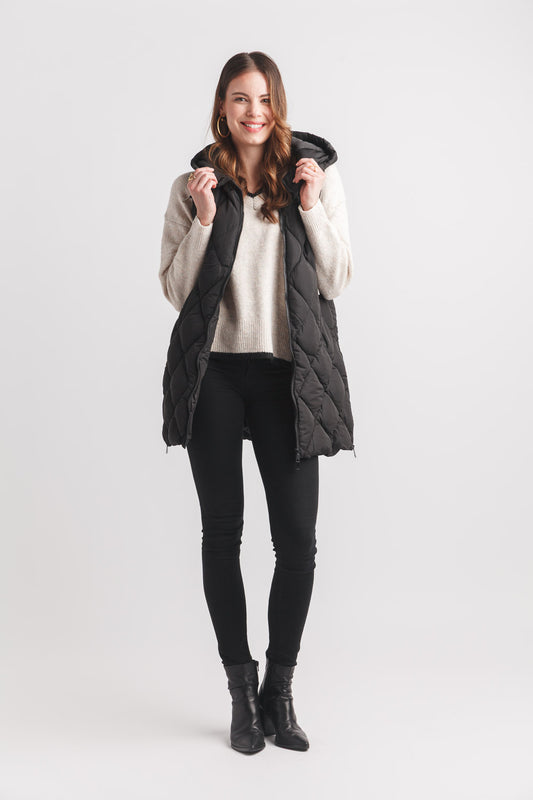 Puffer Hooded Vest with Side Zip