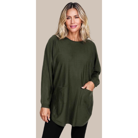 Long Light Weight Sweater with Round Hem