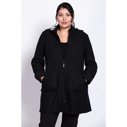 Noelle Coat, Black, Boiled Wool