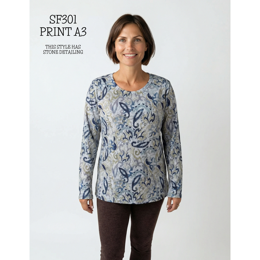 Traditional Long Sleeve Top - Print A3