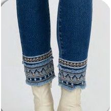 Pull Up Stretch Ankle  Jean -Medium Blue