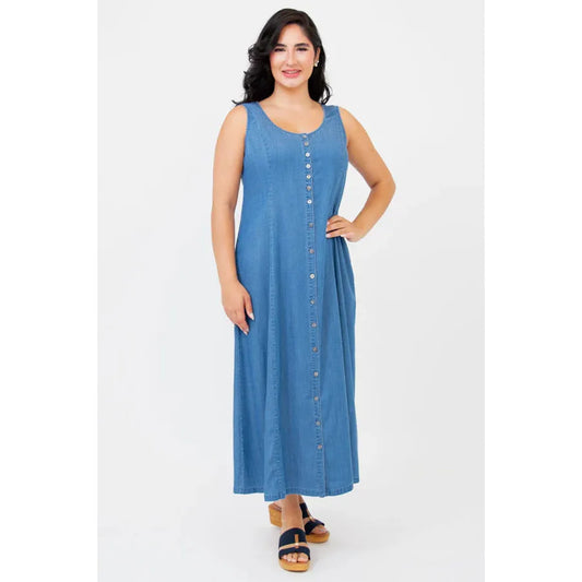 Madison Maxi Sleeveless Dress -Tencel Denim