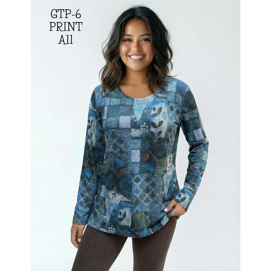 Traditional Long Sleeve Top - Print A11