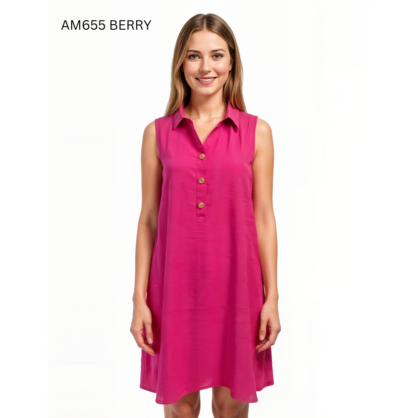 Sleeveless Gold Button Dress