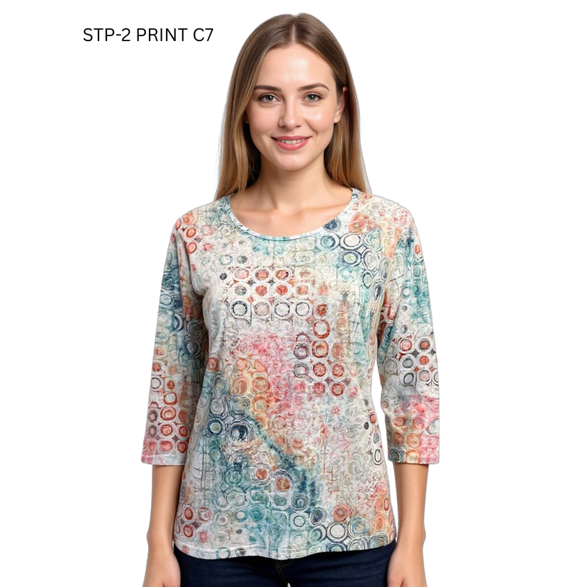 3/4 Sleeve Tee - Print C7